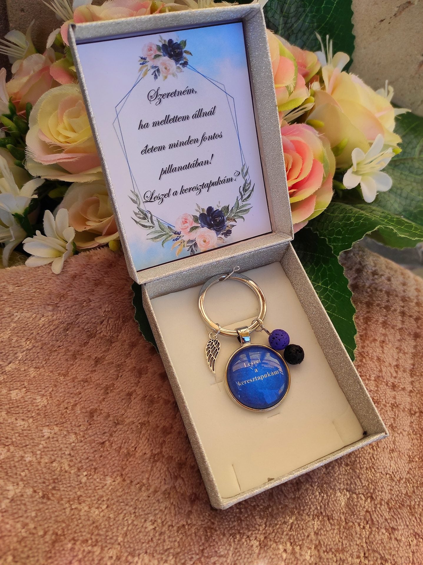 Keresztapa felkérő kulcstartó dobozban